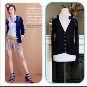 Anthro Sparrow Navy Breezy Rides Cardigan